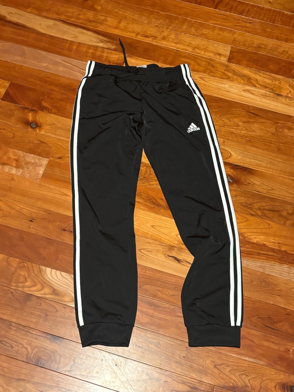 adidas Black Joggers with White Side Stripes